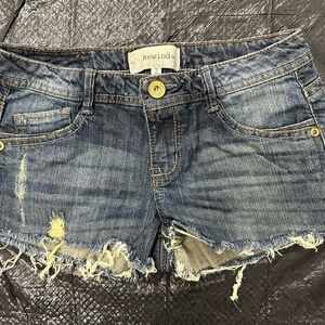 Rewind Blue Distressed Jean Shorts